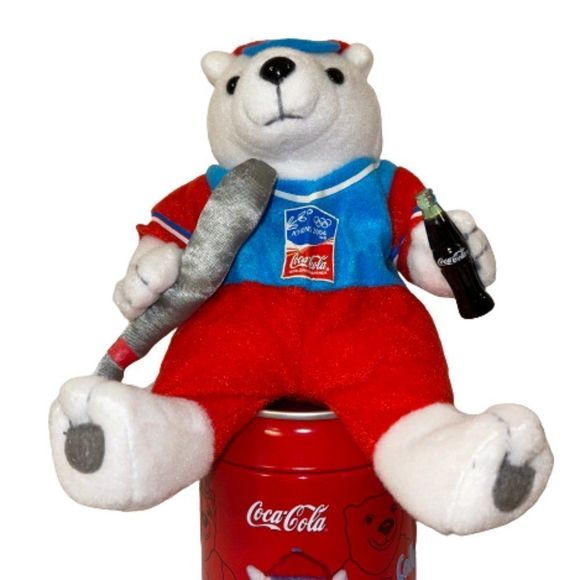 🆕Vintage Coca Cola Plush Polar Bear 2004 Athens Baseball - Picture 4 of 5